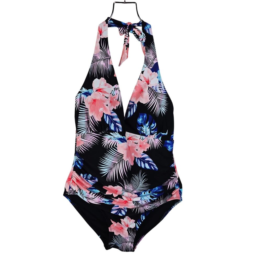 DKNY UPF/SPF Protection Tummy Control No Underwire One Piece SwimSuit XXL NWT